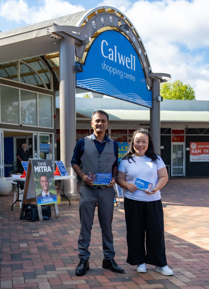 Sandi Mitra is one of our great @CanberraLibs candidates for Brindabella. A community leader, family man and finalist for the 2024 ACT @ausoftheyear Local Hero, Sandi will be a great advocate for Tuggeranong. Great to spend the morning together chatting to locals at Calwell Shops