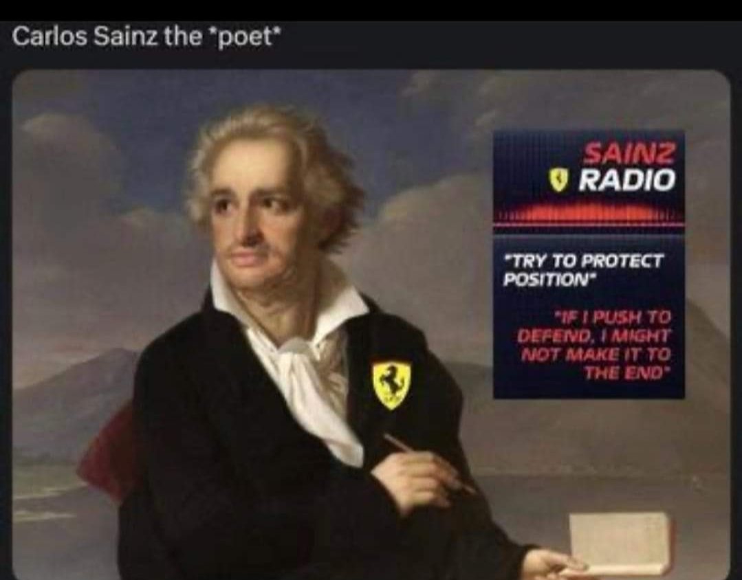 TejaNss's tweet photo. @csainzswift You forgot "poet" https://t.co/CmcTVKkjHV