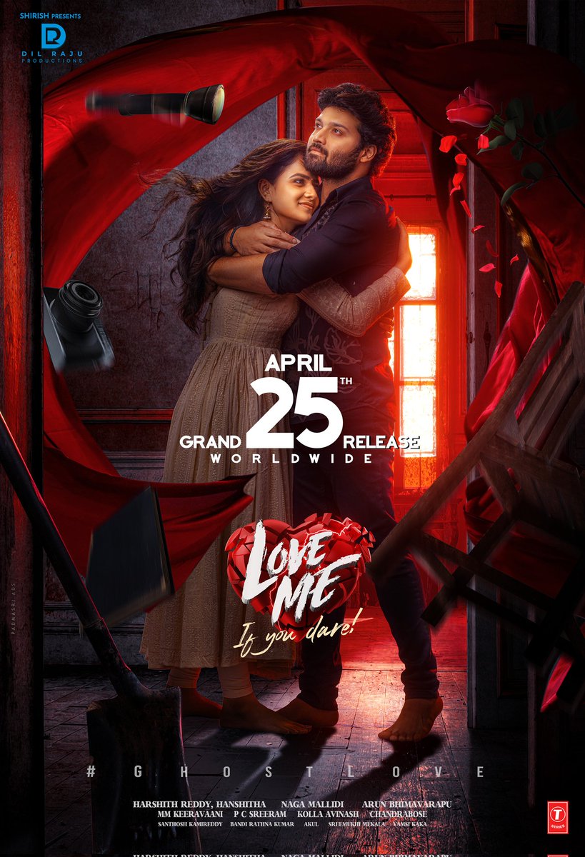 This summer is all about #GhostLove 💘 #LoveMe - '𝑰𝒇 𝒚𝒐𝒖 𝒅𝒂𝒓𝒆', A love story that will haunt you, QUITE LITERALLY 🧟‍♀️ ❤‍🔥 In theatres from 𝐀𝐏𝐑𝐈𝐋 𝟐𝟓𝐭𝐡 𝐰𝐨𝐫𝐥𝐝𝐰𝐢𝐝𝐞 💓 @AshishVoffl @iamvaishnavi04 @mmkeeravaani @pcsreeram #ArunBhimavarapu @artkolla