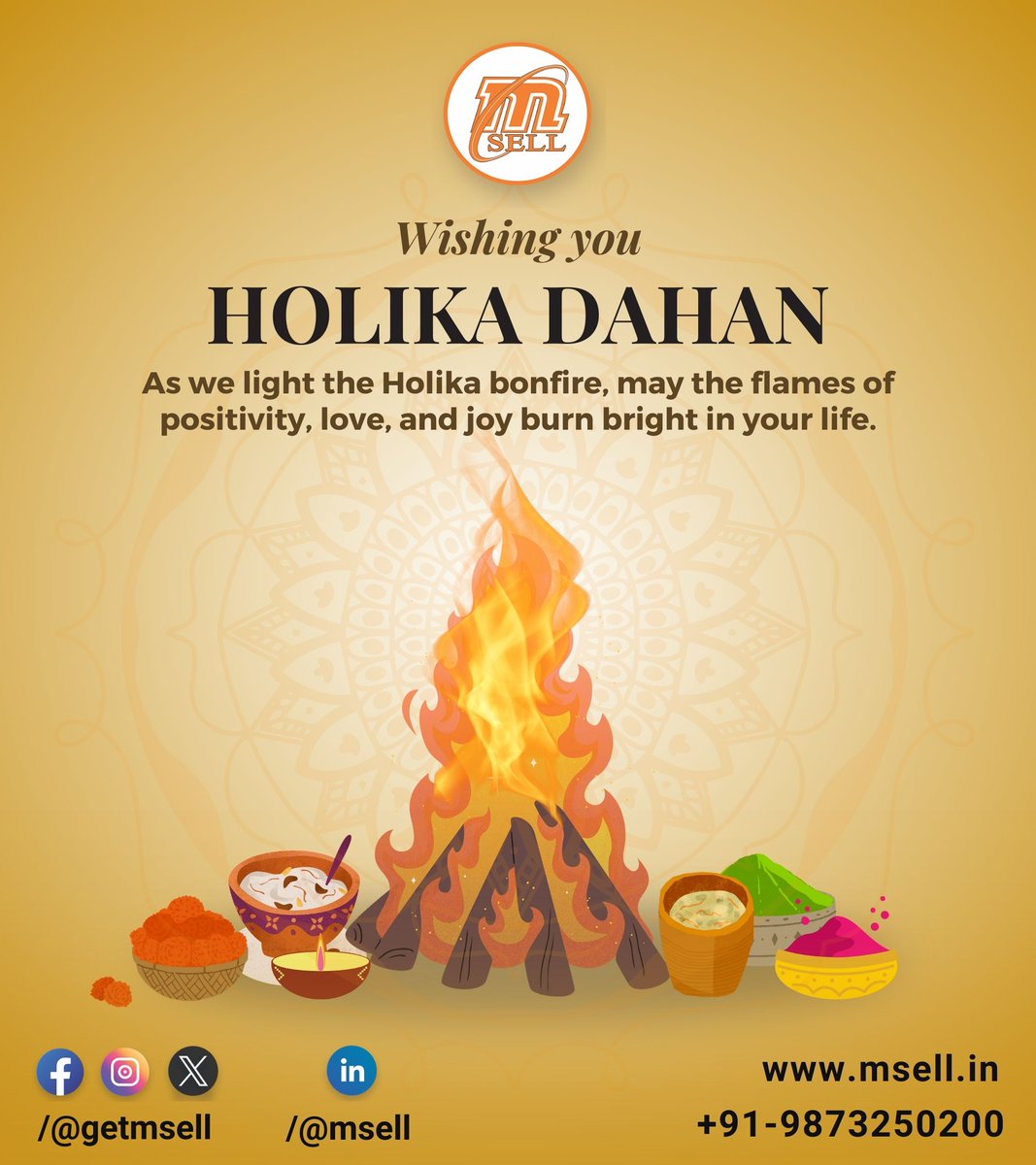 getmsell's tweet photo. May the flames of Holika Dahan burn away all negativity and bring forth a new dawn of joy and prosperity in your life.
Happy Holika Dahan!
#holikadahan #burnevil #holika #salesforceindia #fmcgindustry #fmcg #cpg #cpgindustry #saas #msmesector #india #foodandbeverage https://t.co/HdEhYofgYB