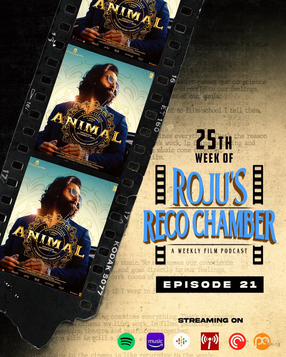 therecochamber's tweet photo. First film of the #25thweek of #RojusRecoChamber is #Animal
Video: https://t.co/zkMzeqOXO3
Audio: https://t.co/4r2koFbMr8
#SandeepReddyVanga #RanbirKapoor https://t.co/tlvihCifDk