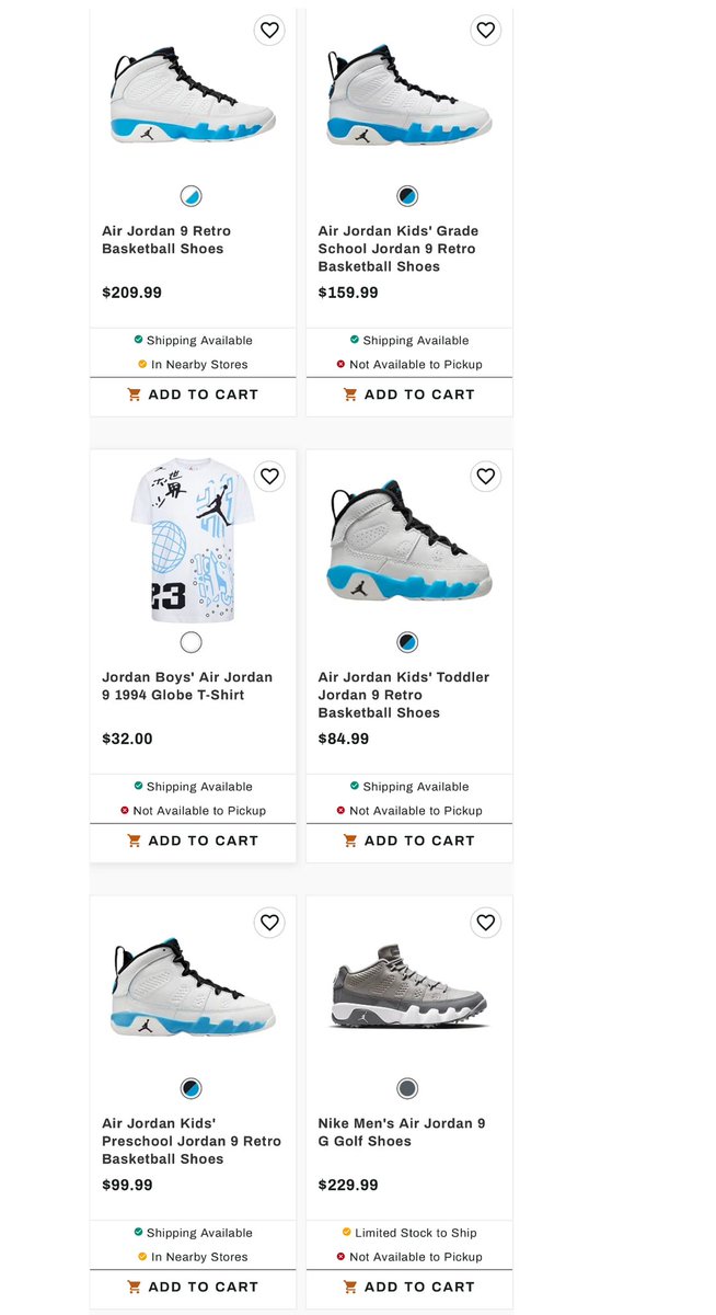 snkr_twitr's tweet photo. AD: Jordan Retro 9 'Powder Blue' on DSG

Click add to cart -> https://t.co/UkUhTaJP9m https://t.co/1F4jTqpkUe
