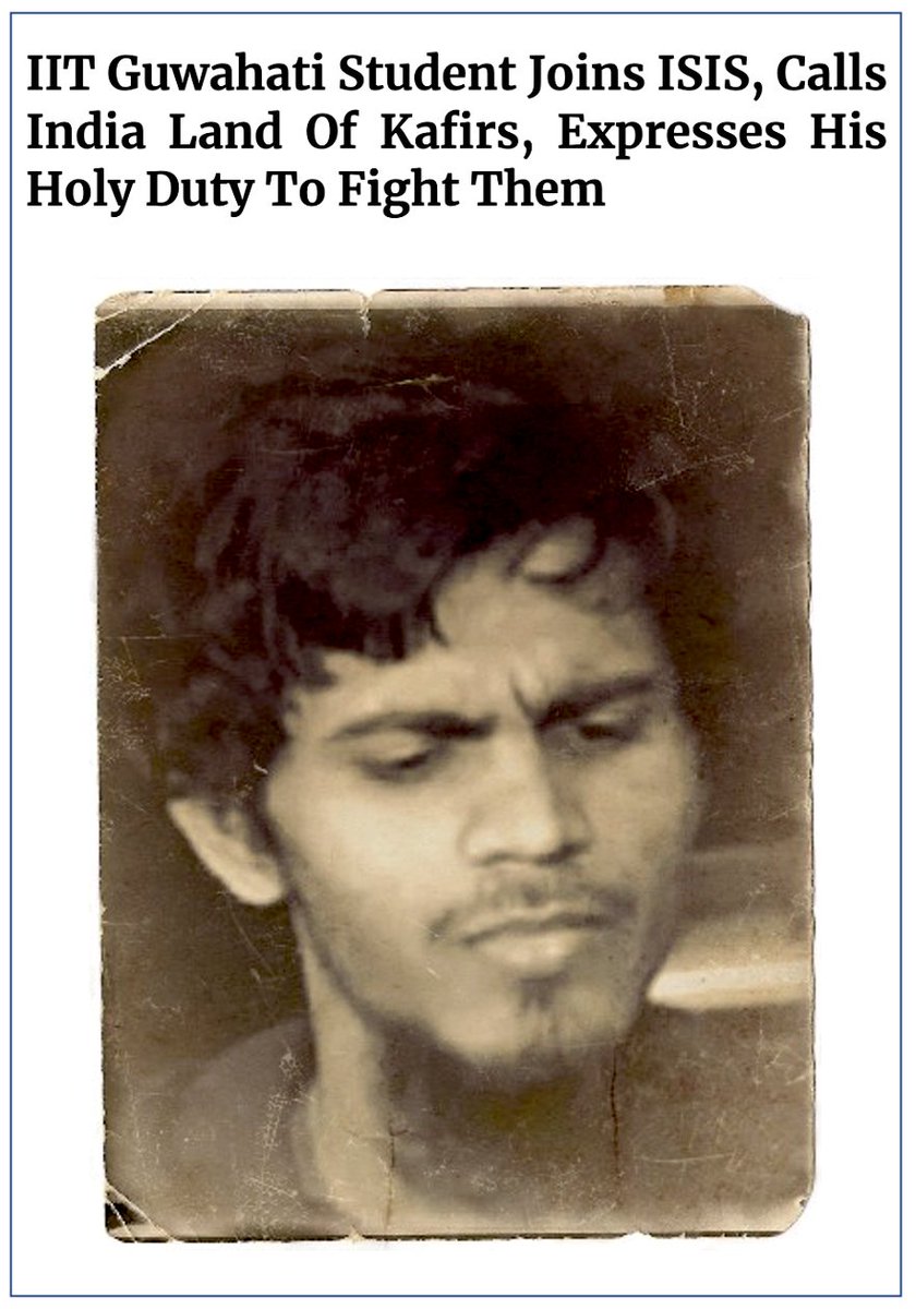 Tauseef Ali studies at IIT. Soft-spoken, comes from an affluent family; is top of his biotech batch. He recently joined ISIS, calling India a land of Kafirs. 'My message to the Kafirs: repent before Allah or I will punish you,' he said. Arrested yesterday. You can't do anything.