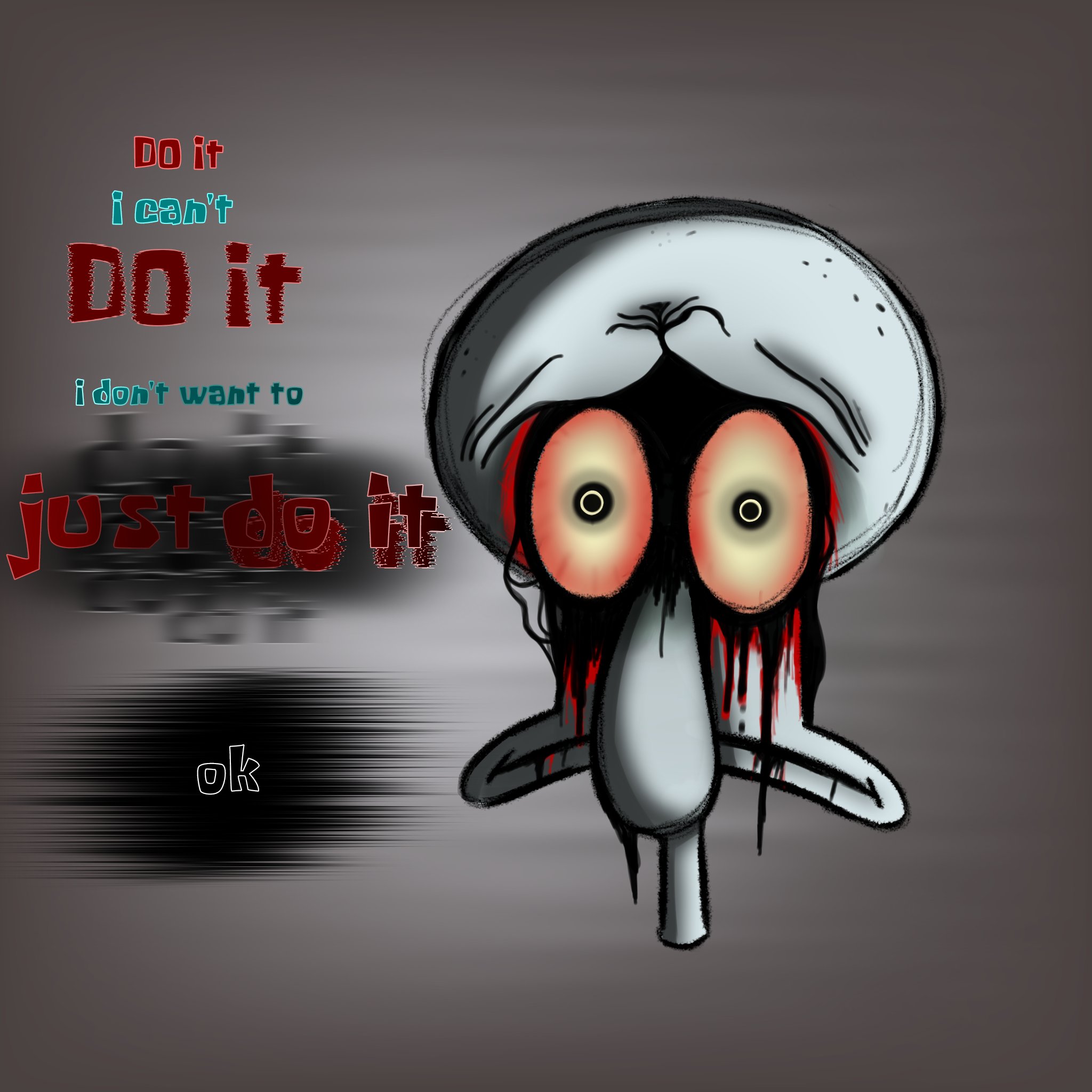 Creepypasta Squidward Inktober Day 4 Footie Funki As Red Mist