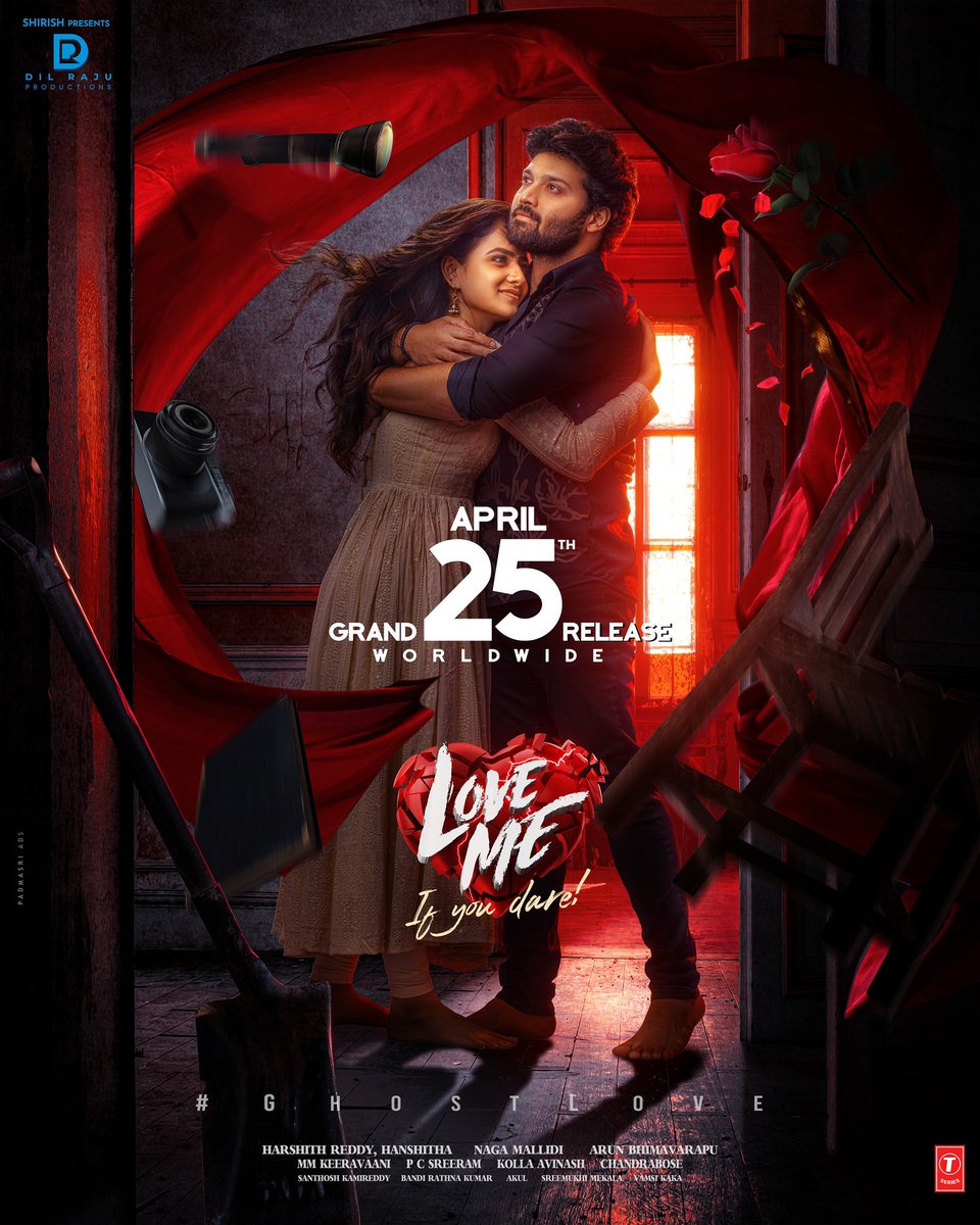 This summer is all about #GhostLove 💘 #LoveMe - '𝑰𝒇 𝒚𝒐𝒖 𝒅𝒂𝒓𝒆', A love story that will haunt you, QUITE LITERALLY 🧟‍♀️ ❤‍🔥 In theatres from 𝐀𝐏𝐑𝐈𝐋 𝟐𝟓𝐭𝐡 𝐰𝐨𝐫𝐥𝐝𝐰𝐢𝐝𝐞 @AshishVoffl @mmkeeravaani @pcsreeram @artkolla @HR_3555 @naga_mallidi @DilRajuProdctns