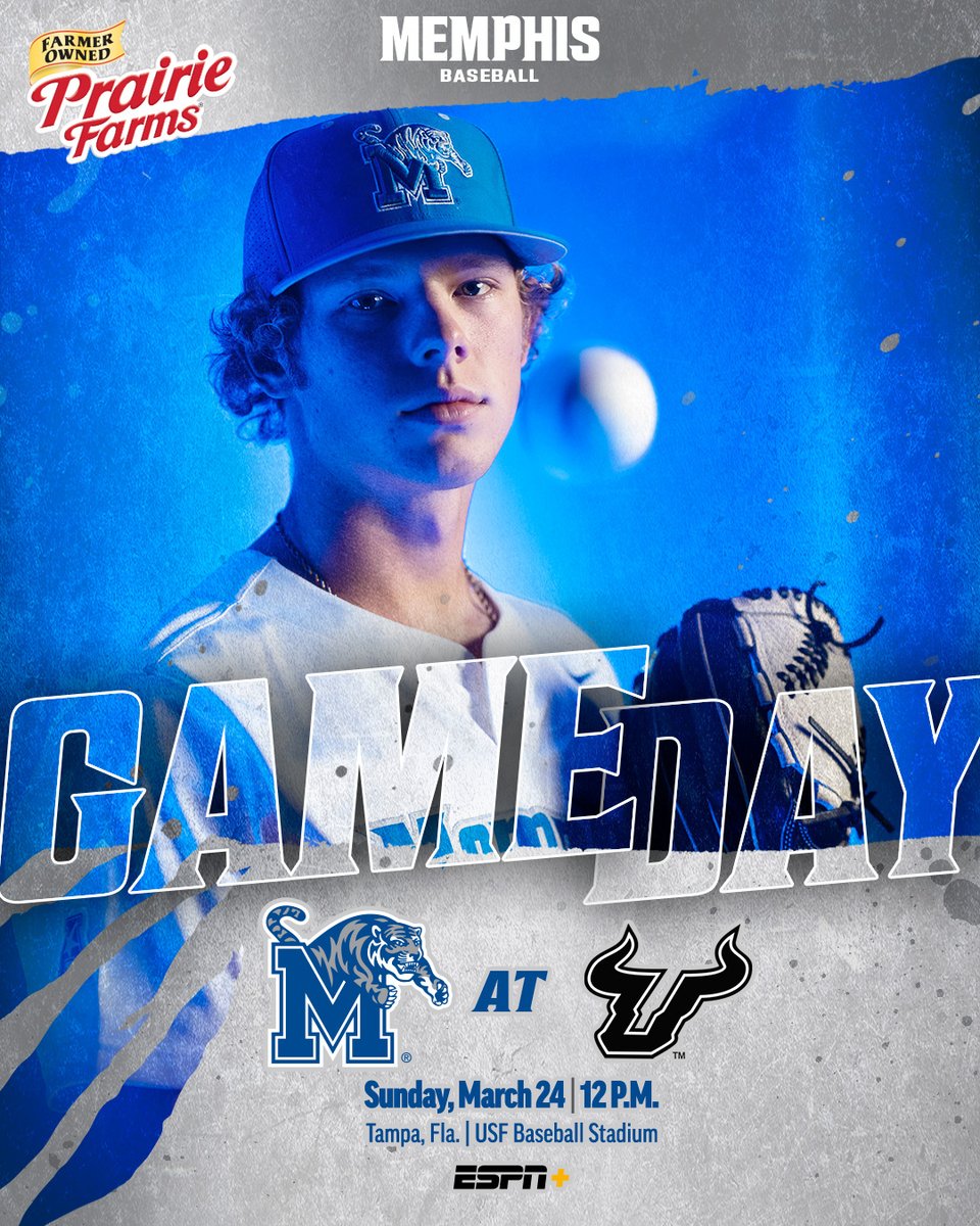 Memphis Baseball (@memphisbaseball) on Twitter photo Sunday Rubber Match 🕹
🆚 » at South Florida
⏰ » 12 P.M.
📍 » USF Baseball Stadium
📺 » gotigersgo.me/3xd4FYz
📻 » gotigersgo.me/BSB-radio-USFG3
📊 » gotigersgo.me/livestats
#GoTigersGo | <a href="/PFDairy/">Prairie Farms Dairy, Inc.</a> Sunday Rubber Match 🕹
🆚 » at South Florida
⏰ » 12 P.M.
📍 » USF Baseball Stadium
📺 » gotigersgo.me/3xd4FYz
📻 » gotigersgo.me/BSB-radio-USFG3
📊 » gotigersgo.me/livestats
#GoTigersGo | <a href="/PFDairy/">Prairie Farms Dairy, Inc.</a>