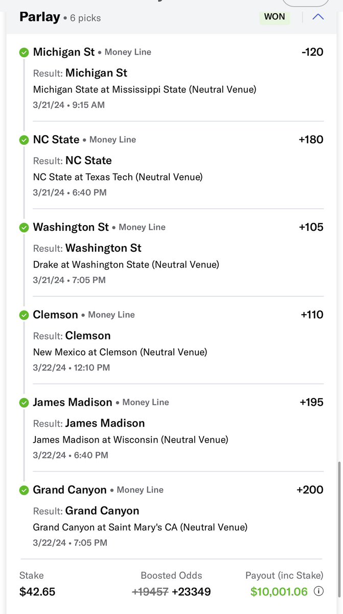 GodDuckPicks's tweet photo. 40$ to win 10,000$
Great hit. https://t.co/BjW8yHgOks