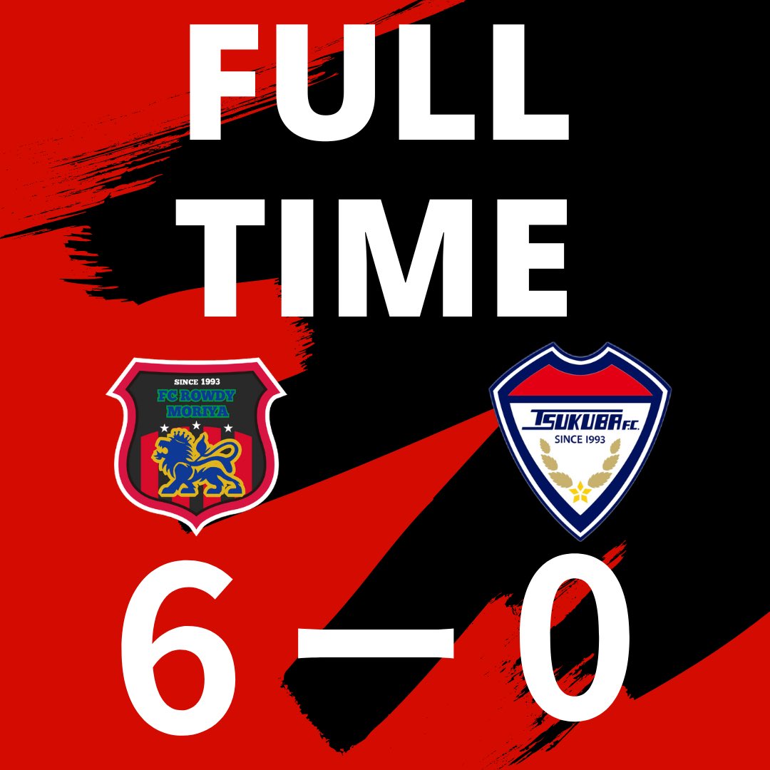 【試合結果】

🏆第35回茨城県知事杯サッカー総合選手権大会

本日、準決勝を6ー0で勝利し再来週の決勝戦に進むことができました‼️
勝利すれば初タイトル獲得になるので、皆様引き続き熱い声援を宜しくお願いします📣📣　　

#FCROWDYMORIYA
#ROWDY