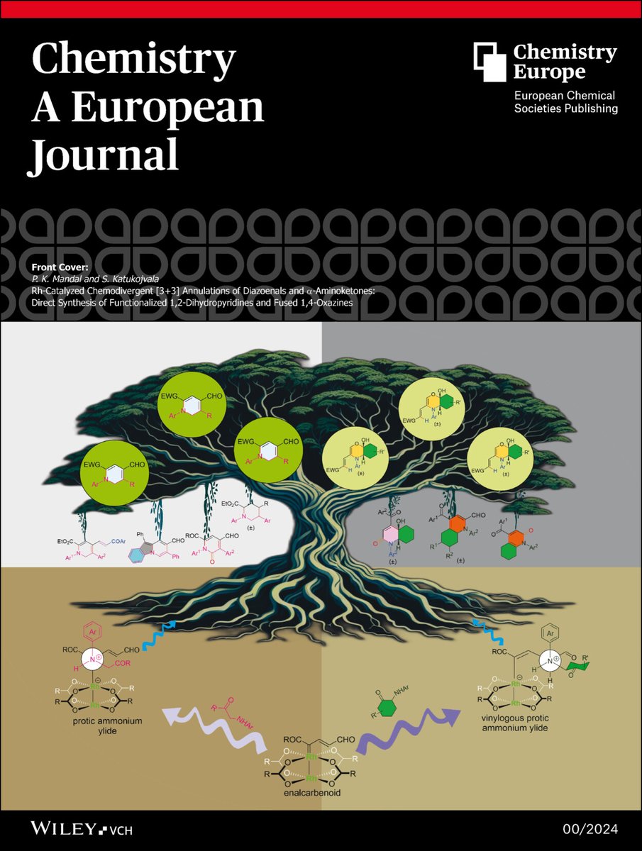 EnalDiazo_Group's tweet image. #OnTheCover Our VIP Paper : Rh-Catalyzed Chemodivergent [3+3] Annulations of Diazoenals and α-Aminoketones,  has been accepted for the Front Cover of @ChemEurJ 
(doi.org/10.1002/chem.2…). Thanks @MonishDeshpande for the cover art.