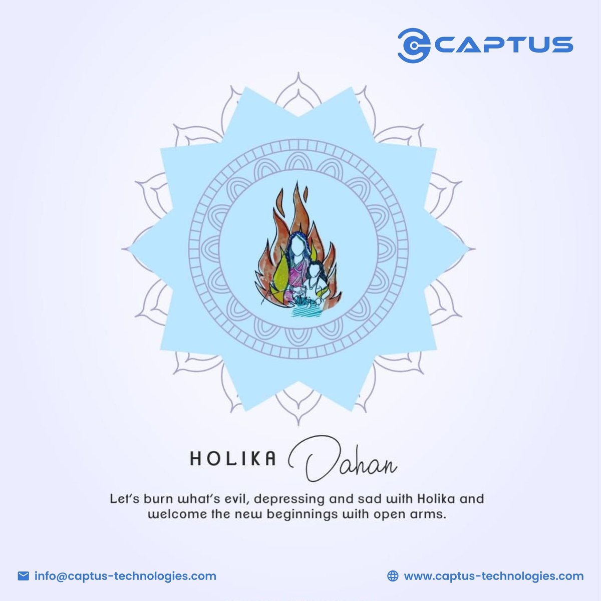 captustec's tweet photo. May you be blessed with good health, riches, joy, and prosperity on this auspicious occasion day. Captus Technologies wishes you Happy Holika Dahan.

#HappyHoli  #happyholi2024  #captustechnologies #SoftwareDevelopmentCompany #webdevelopment https://t.co/4wRdh0ntew