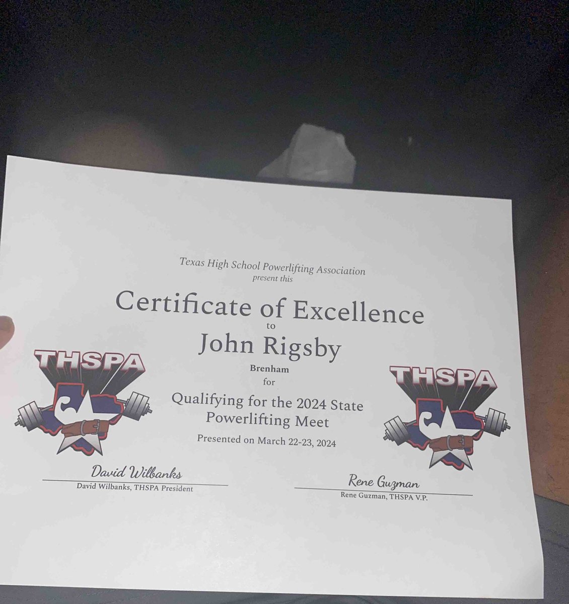 JohnRigsby__'s tweet photo. I am honor to have competed in the the 2024 Thspa State Championship, setting my goals and exceeding them 
490 squat (510 PR)
375 Bench PR
510 Deadlift (535 PR)
1375 Total #Thspa2024 #StateChampionship
@BrenhamISD @TLU_Football @TommyHolmesTLU @CoachBeauGrech @CoachMarshall_ https://t.co/CeRYa4C8qE