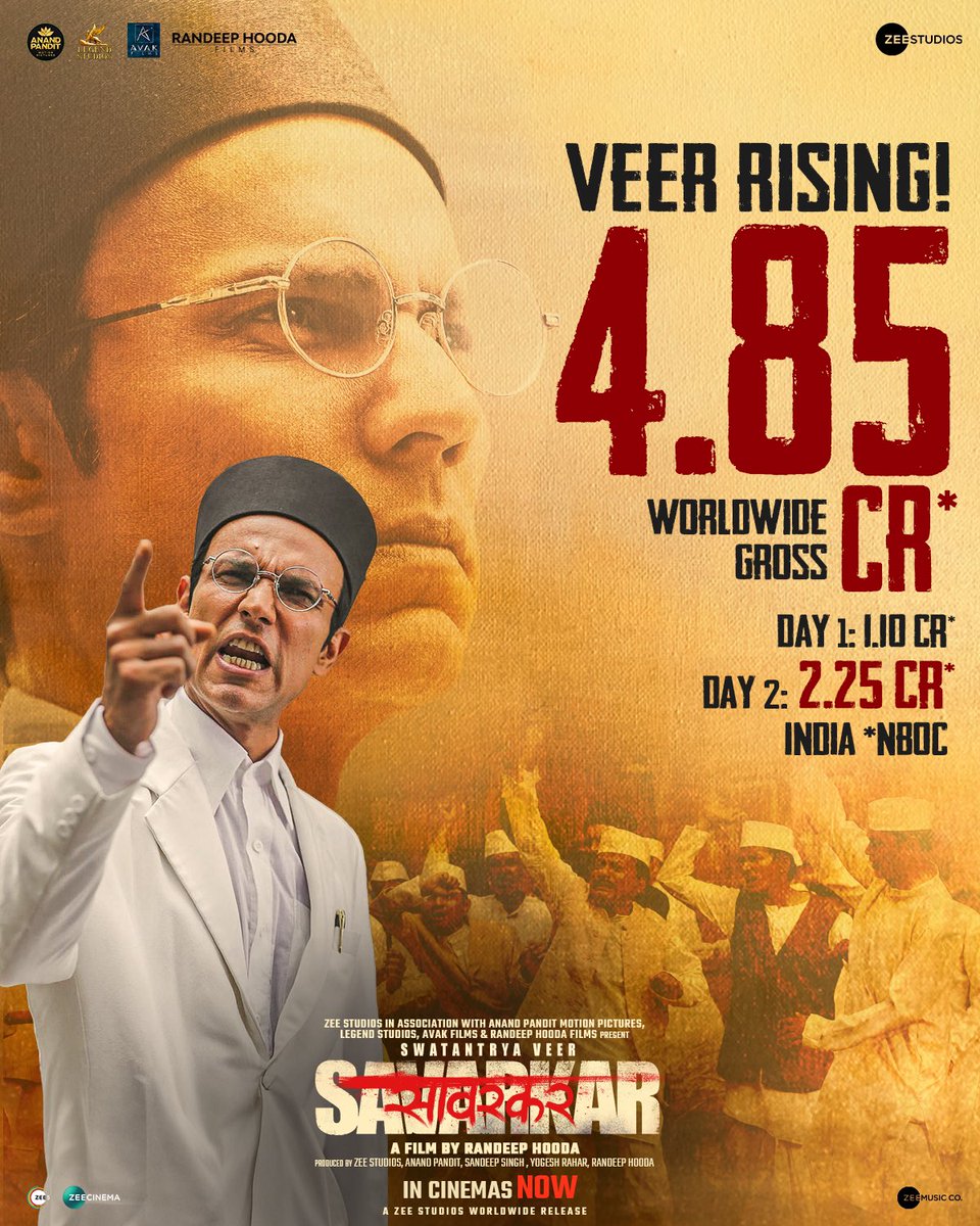 The Inspiring force, #SwatantryaVeerSavarkar echoes across continents as his Freedom Story storms the global Box Office! Experience the power of his legacy in theaters now. Book your tickets! 🔗 - linktr.ee/swatantryaveer… #VeerSavarkarInCinemas #WhoKilledHisStory