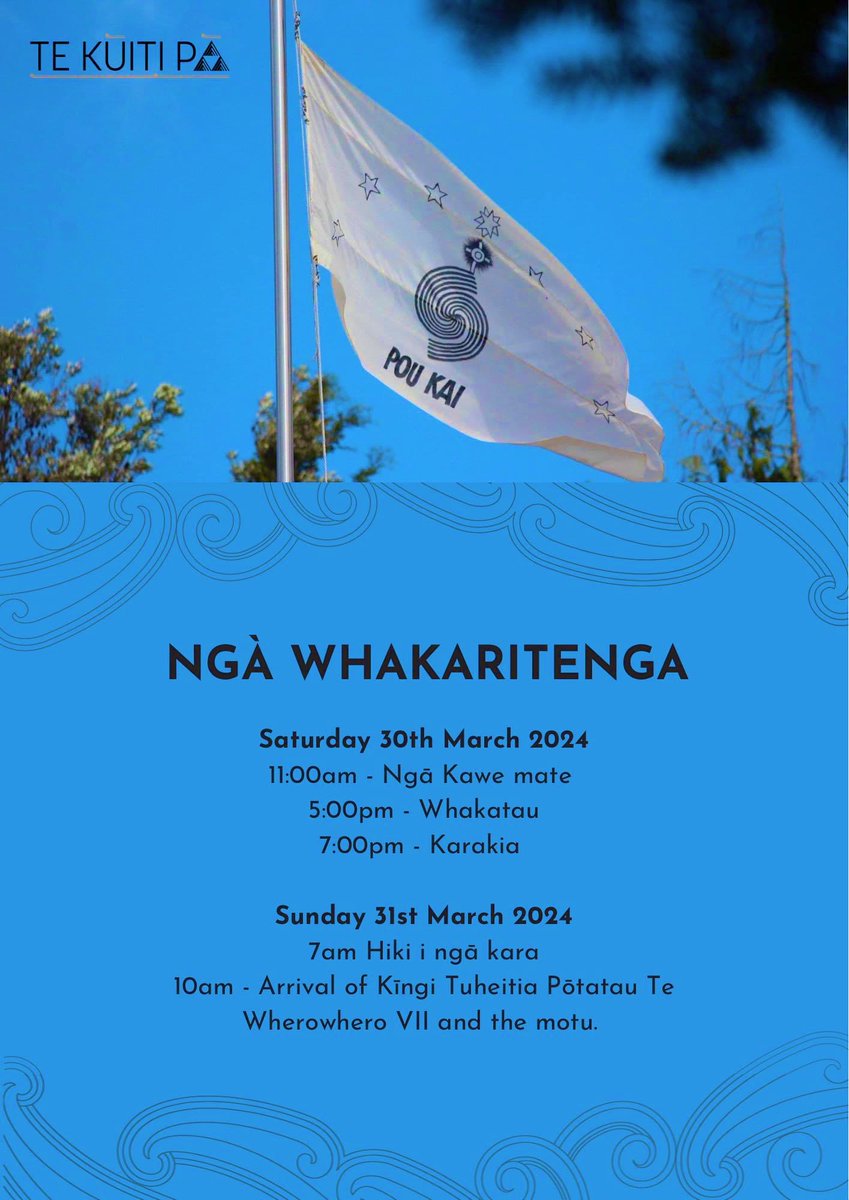 #POUKAI I "Kua whakaturia e hau tēnei tāonga hei whangai i te pani, i te pouaru, i te rawakore. He kuaha whānui kua puare ki te puna tangata me te puna kai." nā Tāwhiao. Karahuihui mai, whakaopeti mai e te iwi ki ngā rā #Poukai o #TeNehenehenui #MirumiruPā #TeKūitiPā