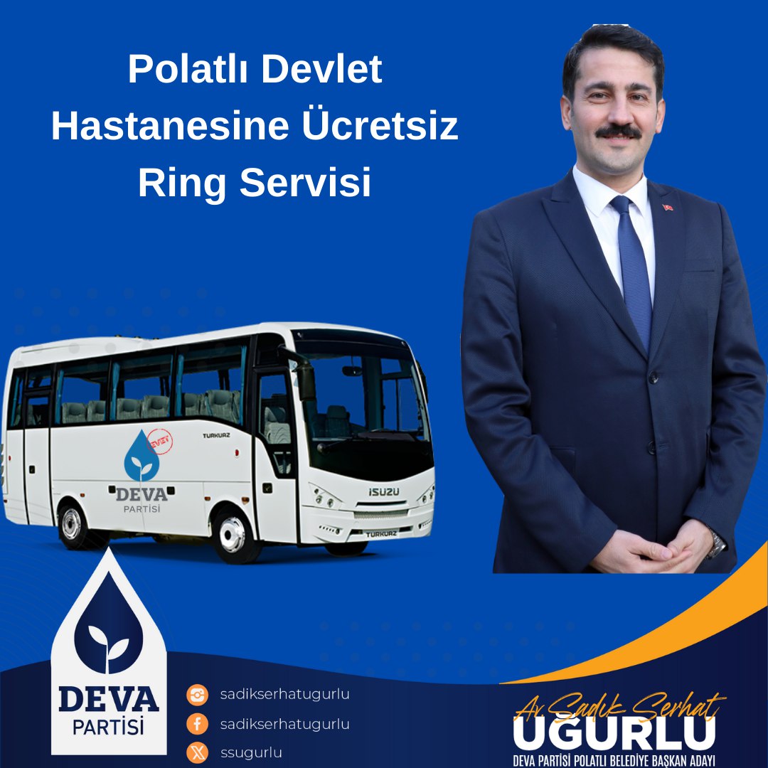 polatliyadeva's tweet photo. Sosyal Belediyecilik

Merkez Mahallelerimizden Devlet Hastanemize Sabah ve Öğlen olmak üzere ücretsiz ring hattı servisi koyacağız.
Av. Sadık Serhat UĞURLU
Deva Partisi Polatlı Belediye Başkan Adayı
Polatlı KAZANACAK 
@alibabacan 
@sadikserhatugurlu
Polatlı İçin Uğurlu Olsun https://t.co/zGdxQxifV6