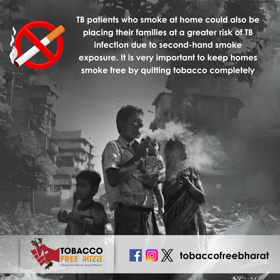 StrengthenCOTPA's tweet photo. TB patients who smoke risk infecting their families with TB through secondhand smoke. Keeping homes smoke-free is crucial for family health. Quitting tobacco completely is essential. By quitting, TB patients can reduce transmission risk and protect loved ones... https://t.co/a512h75Dfc
