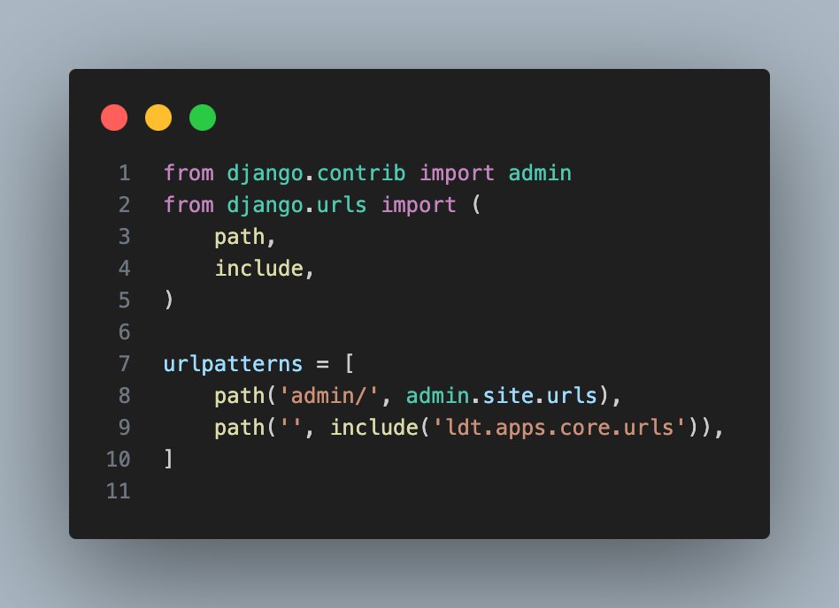 realmbit's tweet image. 4️⃣ Designing URLs and views
3/ create mapping in global urls.py
edit file ldt/urls.py
add new path
#learndjangotutorial #Python #DjangoTutorial #SoftwareEngineering #SoftwareDevelopment