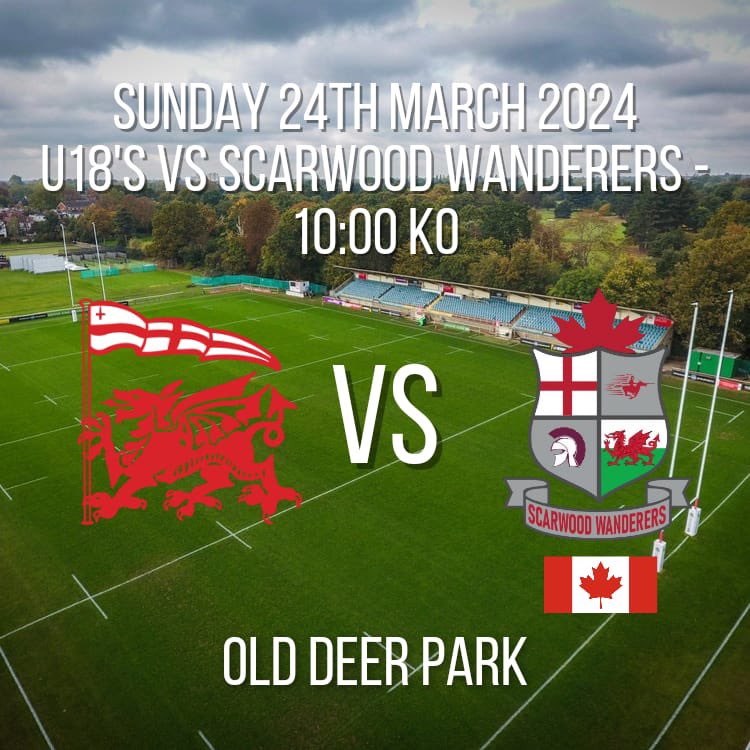 Today at 10am our U18’s are playing Scarwood Wanderers at @OldDeerPark @LondonWelshRFC @lwsupporters