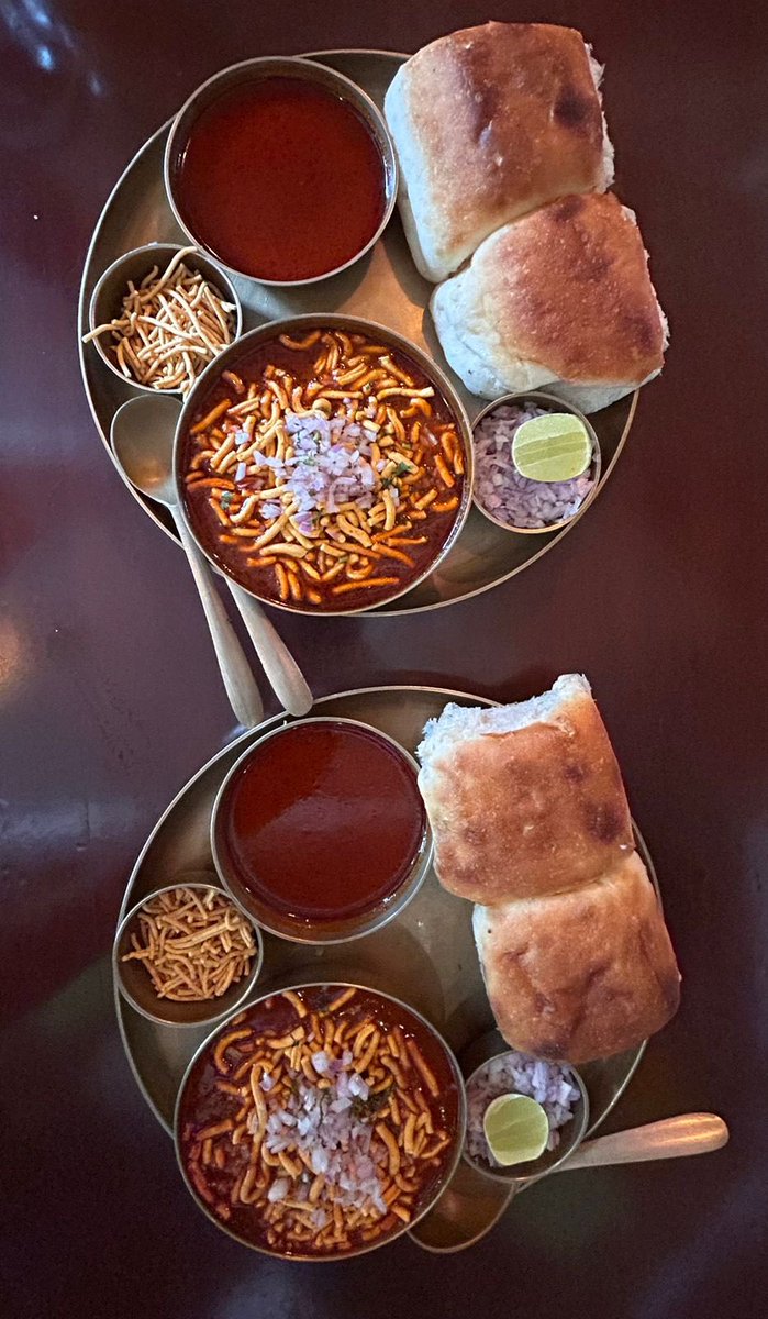 RuchaMehta13's tweet photo. Enjoyed a yummy holi lunch with Staff @madhavrao restaurant in ahmedbad 
Goan / Maharashtrian cuisine- kothimbir Vadi, Puri bhaji shrikhand , xitachi bhakri, misal 
Pav , Mohanthal, dahi poori and Biryani  - each dish is well paired with appropriate chutney - #soulfood #HoliVibes https://t.co/eP6u6HcZ9e