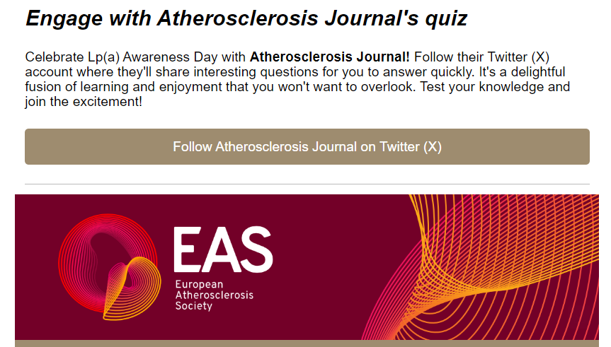 Thank you, @society_eas! Let's really make Lp(a) Awareness Day 2024 a truly impactful event 💖 Ehi, #CardioTwitter! Keep your eyes on @ATHjournal, engage and tweet with me, using hashtags #KnowLpa and #LpaAwarenessDay