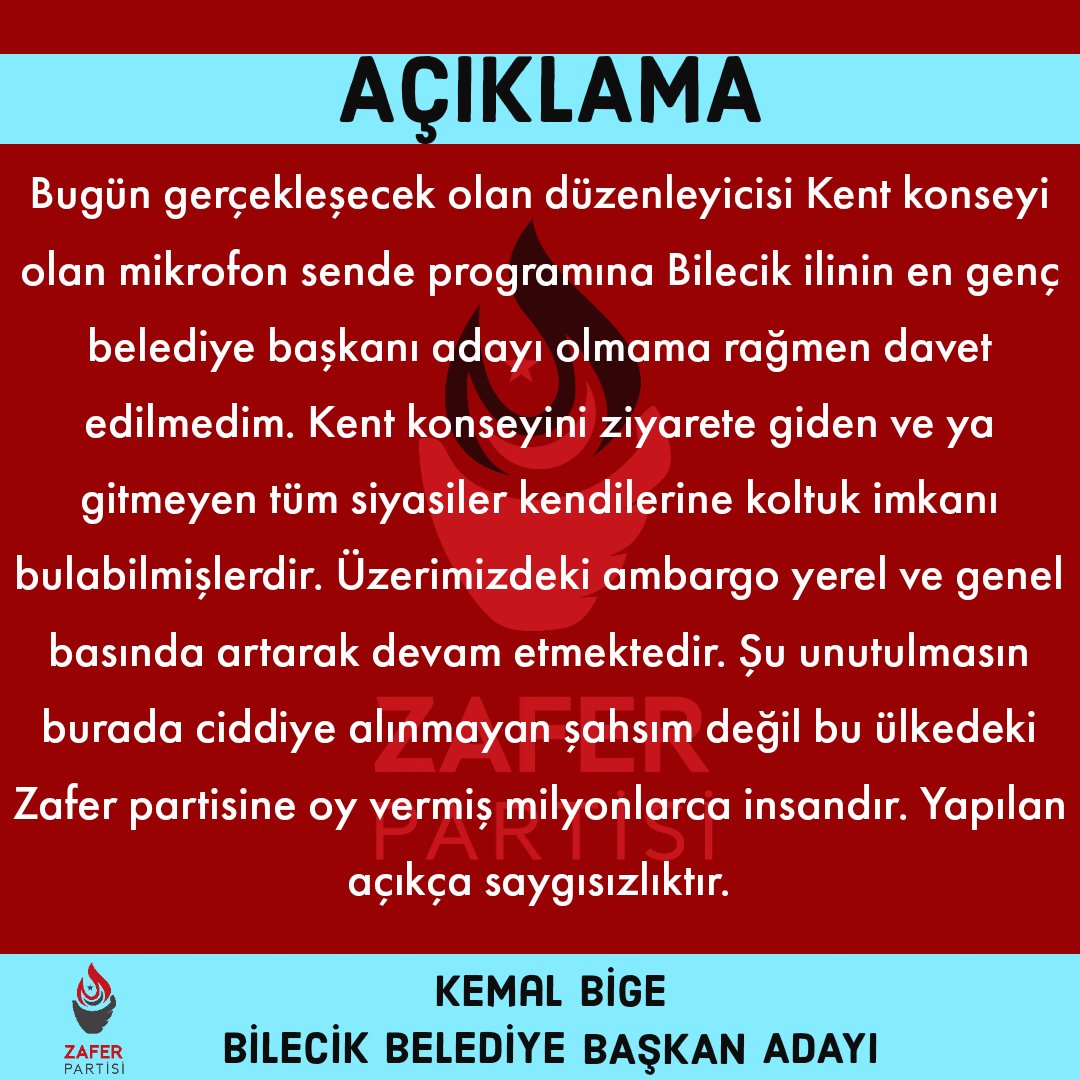 Açıklama!! . @umitozdag @zaferpartisi @kemalbige11 @BilecikKent @BilecikHaber11 @bilecikolay @BilecikBeledi #zaferpartisi #zaferpartisibilecik