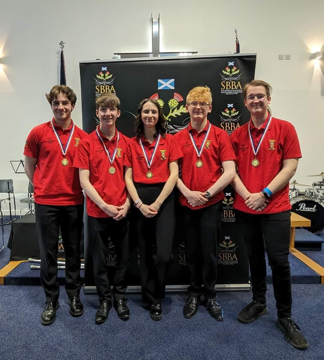 Congratulations to Tom and Lewis who helped this amazing quintet become Scottish Youth Brass Ensemble champions this weekend! Fantastic achievement 🏅