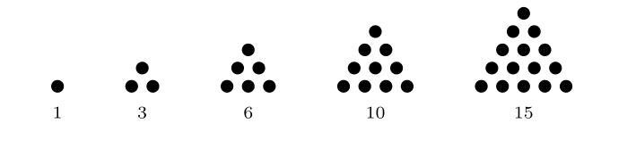 PhysicsLimerick's tweet photo. Which number of dots can one stack
as a triangle? Let us keep track:
It's one, three and six
and ten's in the mix,
likewise fifteen belongs to this pack.
#maths #MathPoetry #triangle #trianglenumbers #LimerickSunday #limericks #LimerickRhyme https://t.co/hxcSbioCfw
