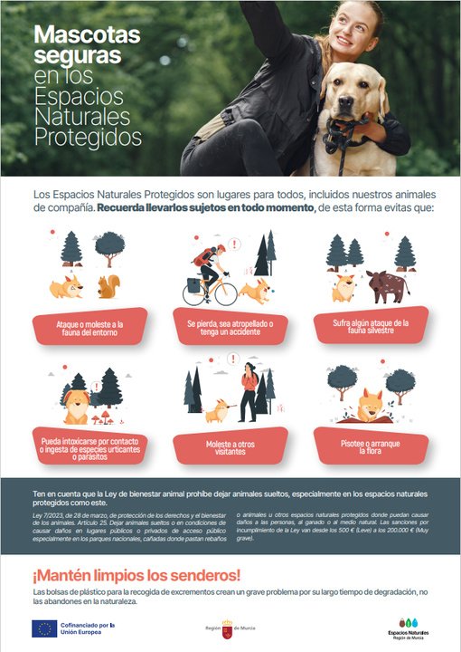 AmbientalRM's tweet photo. La Consejería inicia una campaña para recordar las buenas prácticas en @EspNaturalesMur con animales de compañía
Entre otras recomendaciones, se recuerda llevar atados a los perros para evitar molestias a la fauna y flora del entorno, y al propio animal
https://t.co/dc7usMxoPv https://t.co/LWTkR98jtk