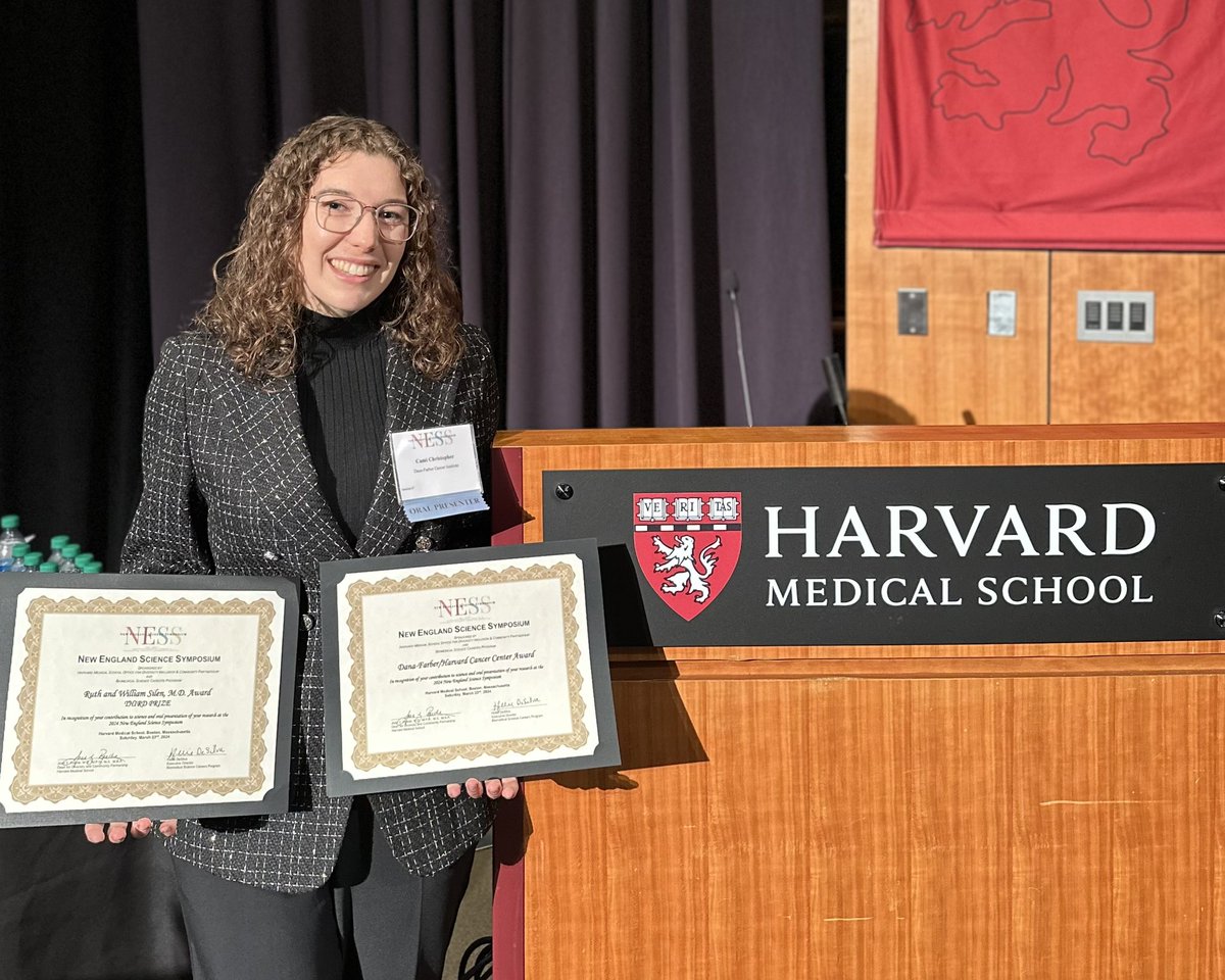 Congrats to our doctoral student @ResearchCami for winning TWO awards at the Annual New England Science Symposium for her oral presentation on exercise oncology and vascular function- @df_hcc Award and 3rd place overall for oral presentations! @DFCIPopSci @HarvardChanSPH