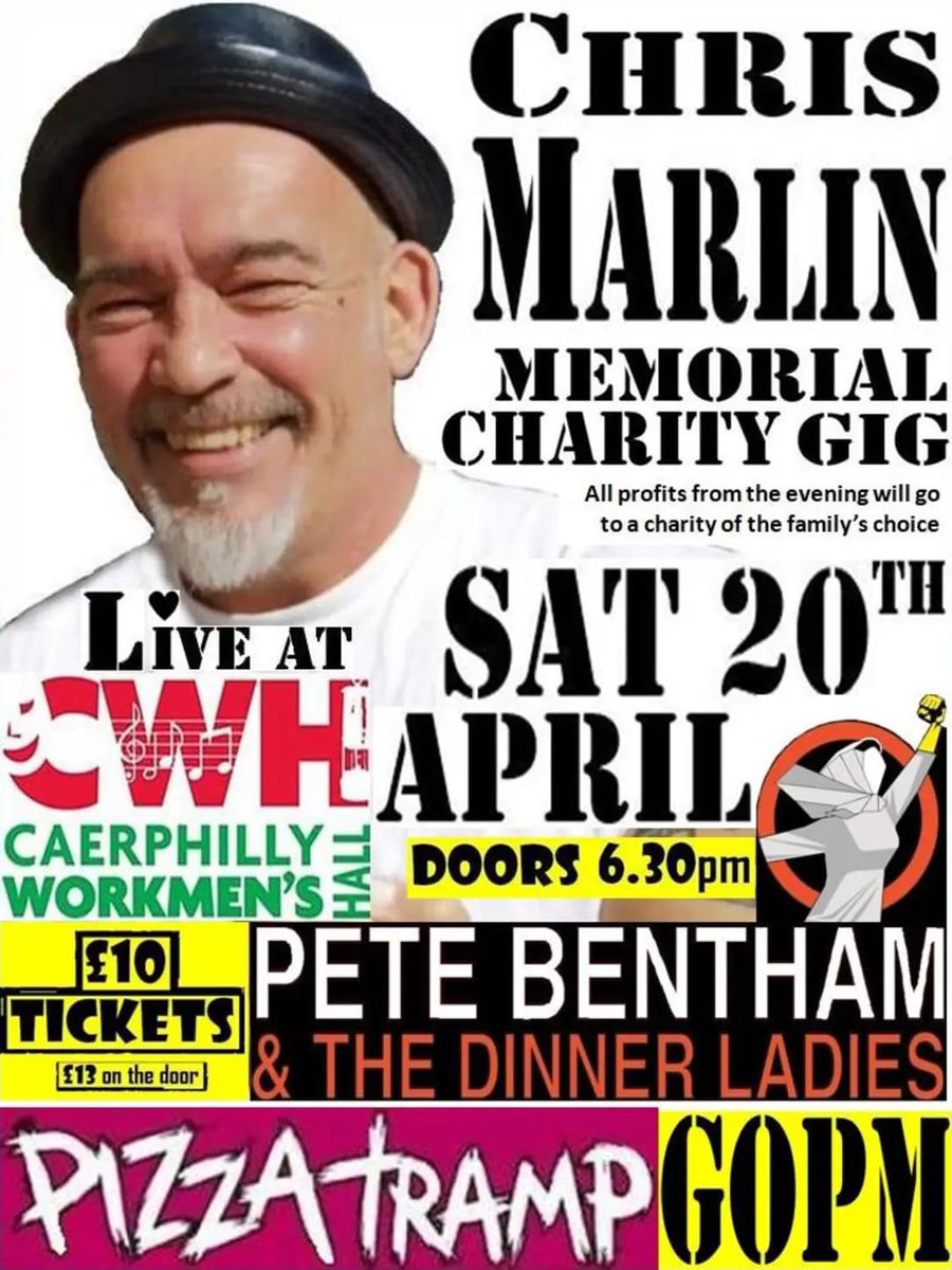 On Saturday 20 April we are playing a charity memorial gig in memory of Chris Marlin, stalwart of the UK punk scene who sadly passed away last year at Caerphilly Workmen's Hall with Pizzatramp and the Guardians of Public Morality. Tickets & Info: fb.me/e/3lwkP6JmS
