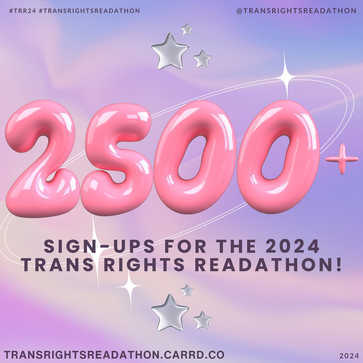 2,500+ sign ups and counting, 1,198 participants for our #TransRightsReadathon <a href="/thestorygraph/">The StoryGraph</a>  challenge, just under 3k on TikTok, over 4k on IG! 

The 2024 readathon is already breaking records! We are filled with so much gratitude &amp; admiration for this community! #TRR24
