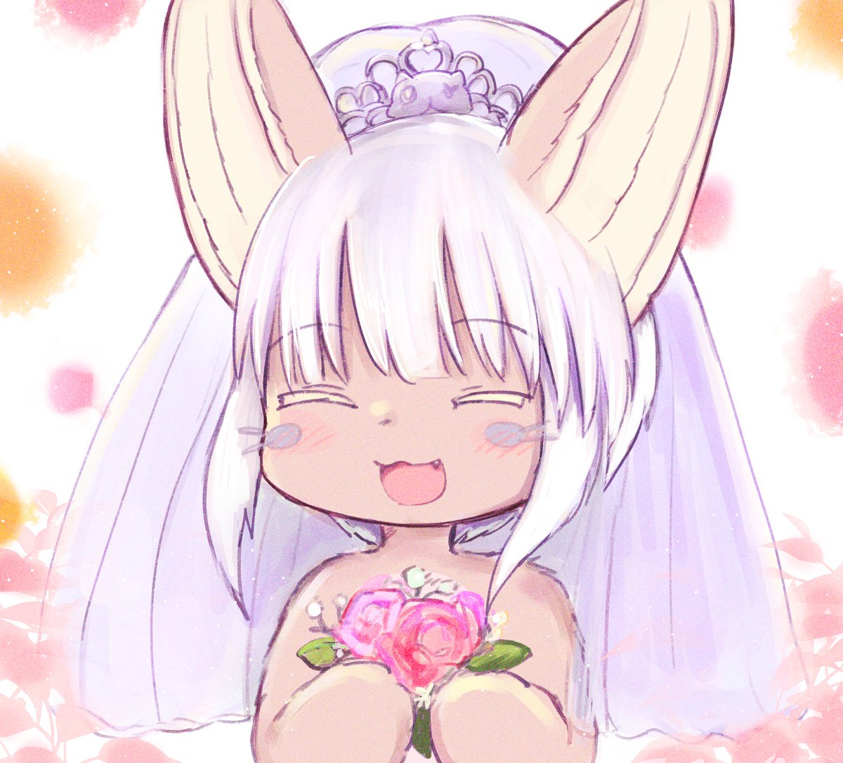 nanachi (made in abyss) solo blush smile open mouth short hair holding animal ears  illustration images