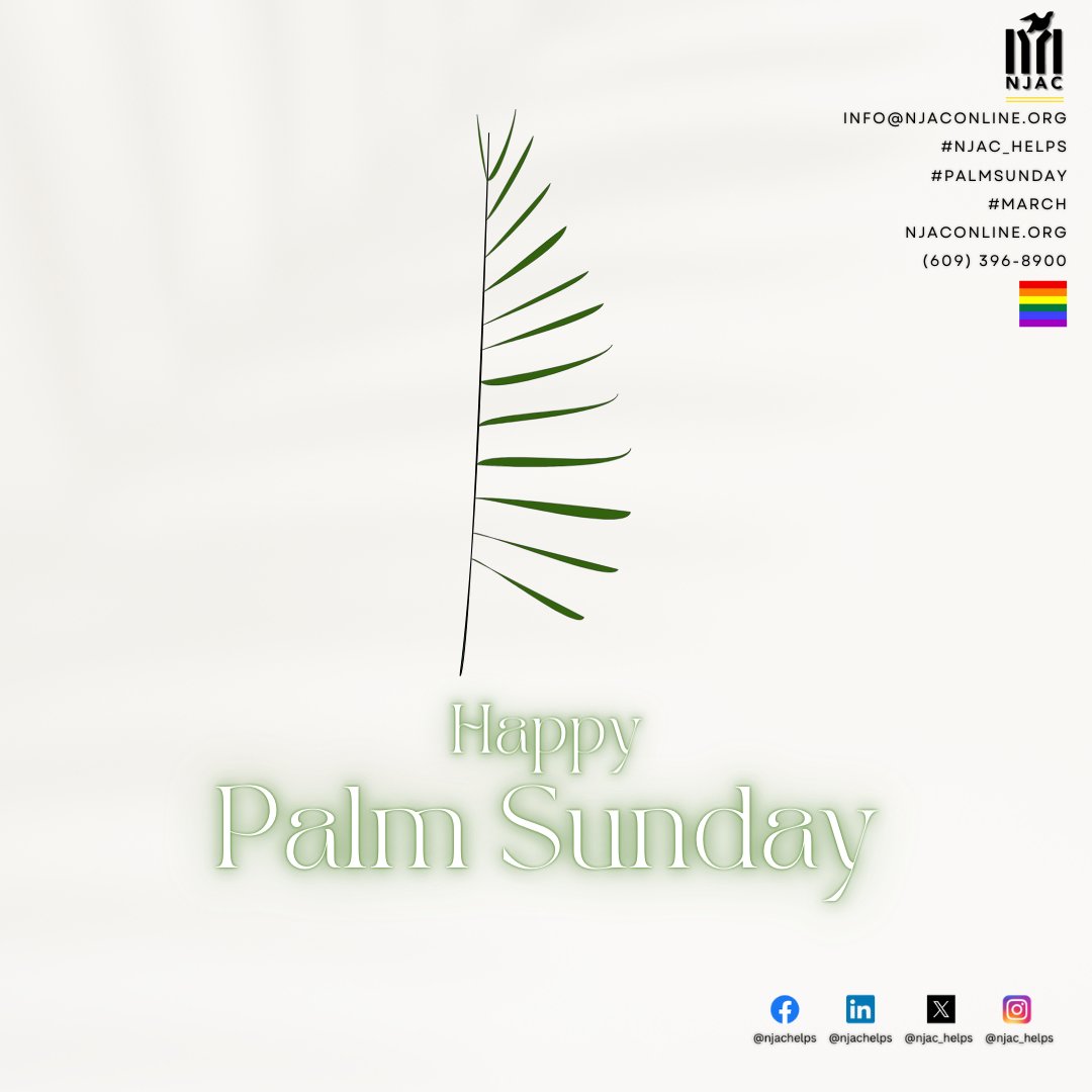 Happy Palm Sunday! Today marks the beginning of Holy Week.

#PalmSunday #HolyWeek #enddomesticviolence #endsexualviolence #reintegration #hivaidsawareness #housingfirst #communityresource #nonprofit #newjersey #njac_helps