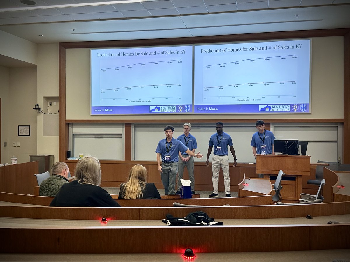 Congratulations to the @thomasmoreky team, Nicholas Hubbard, Sondre Taklo, Ezequiel Villarreal, and Matthew Weil, on your first @theecongames. This 24-hour conference challenges students to solve a real-world problem and this year for the @kyrealtors.