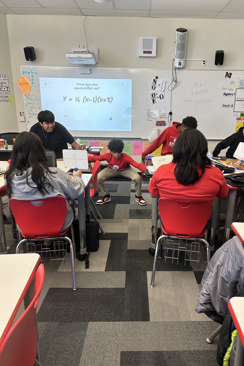 kmkansky's tweet image. Acting out transformations of quadratic functions with #mindalign strategies. #movementinmath @RBMSAVID⁩ ⁦@rbmsROCKETS⁩ #rbbisbia