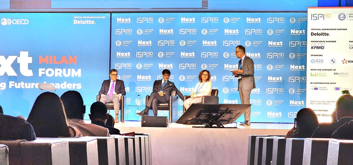 Throwback to the incredible experience as a Future Leader at Next Milan Forum, tackling global challenges with top leaders. Grateful to @ispionline @Unibocconi @OECD @Deloitte for organizing. Thanks to @PolicyCenterNS for nomination. #FutureLeaders #GlobalChallenges