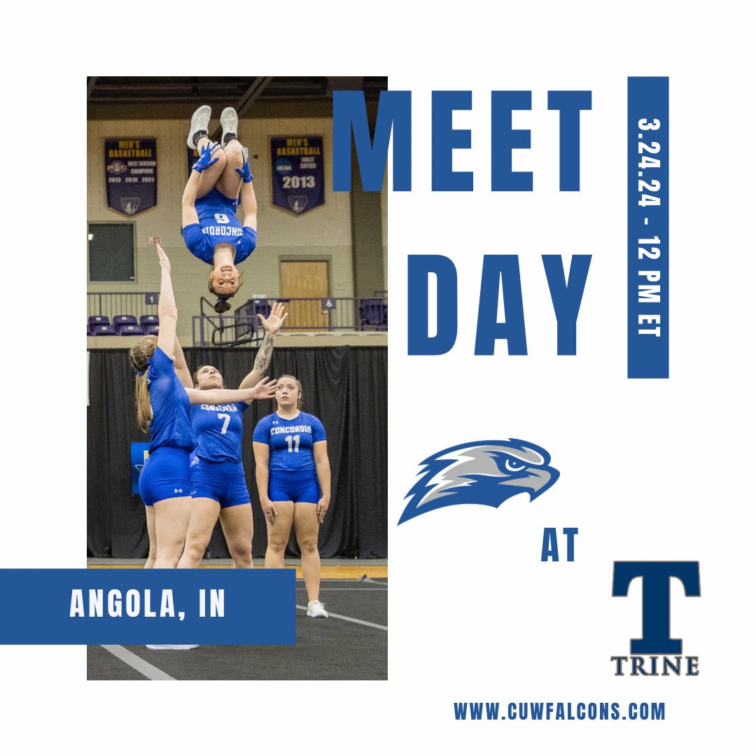 Wake up Falcon Fans! It’s #meetday 
We are in Angola IN for our last away meet of the season!

📍Angola, IN
⏰ 12 PM ET
🆚 Trine University
📺 vimeo.com/trinebroadcast…