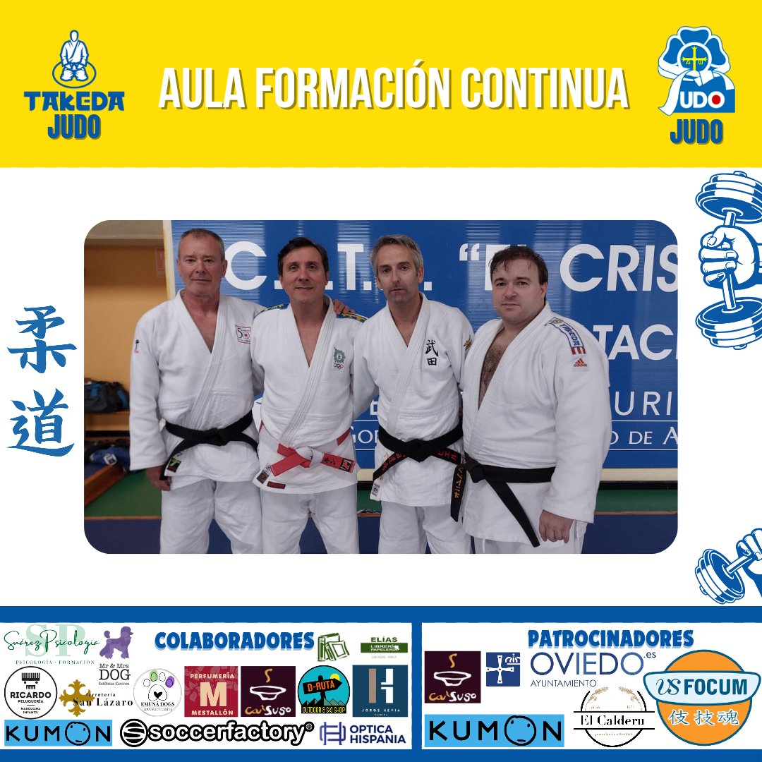 Este sábado, en las instalaciones deportivas de El Cristo, se celebró el curso del Aula de Formación Continua del mes de marzo.

🥋Participaron Chema, Javier y J.Antonio que continúan con la preparación de su pase de grado, y como técnico y codirector de la E.Federativa, Joaquín.