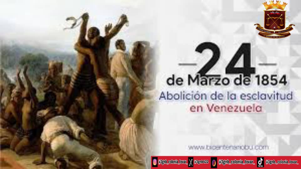 El 24 de Marzo de 1854, bajo la presidencia de José Gregorio Monagas, fue aprobada por el congreso la Ley de la Abolición de la Esclavitud. Hoy ya hace 170 años.