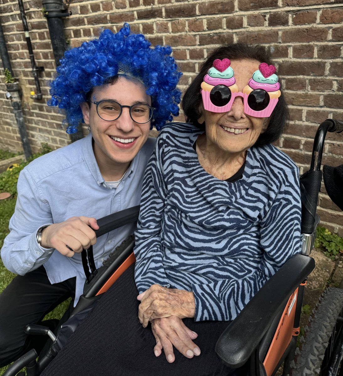 In the purim story, Jews were deemed for extinction. However, the Jews persevered and survived. Today, I celebrate purim with my great grandmother, Lily Ebert, a 100 year-old Auschwitz survivor. Neither Haman, Hitler nor Hamas can break our spirit. Happy Purim ❤️