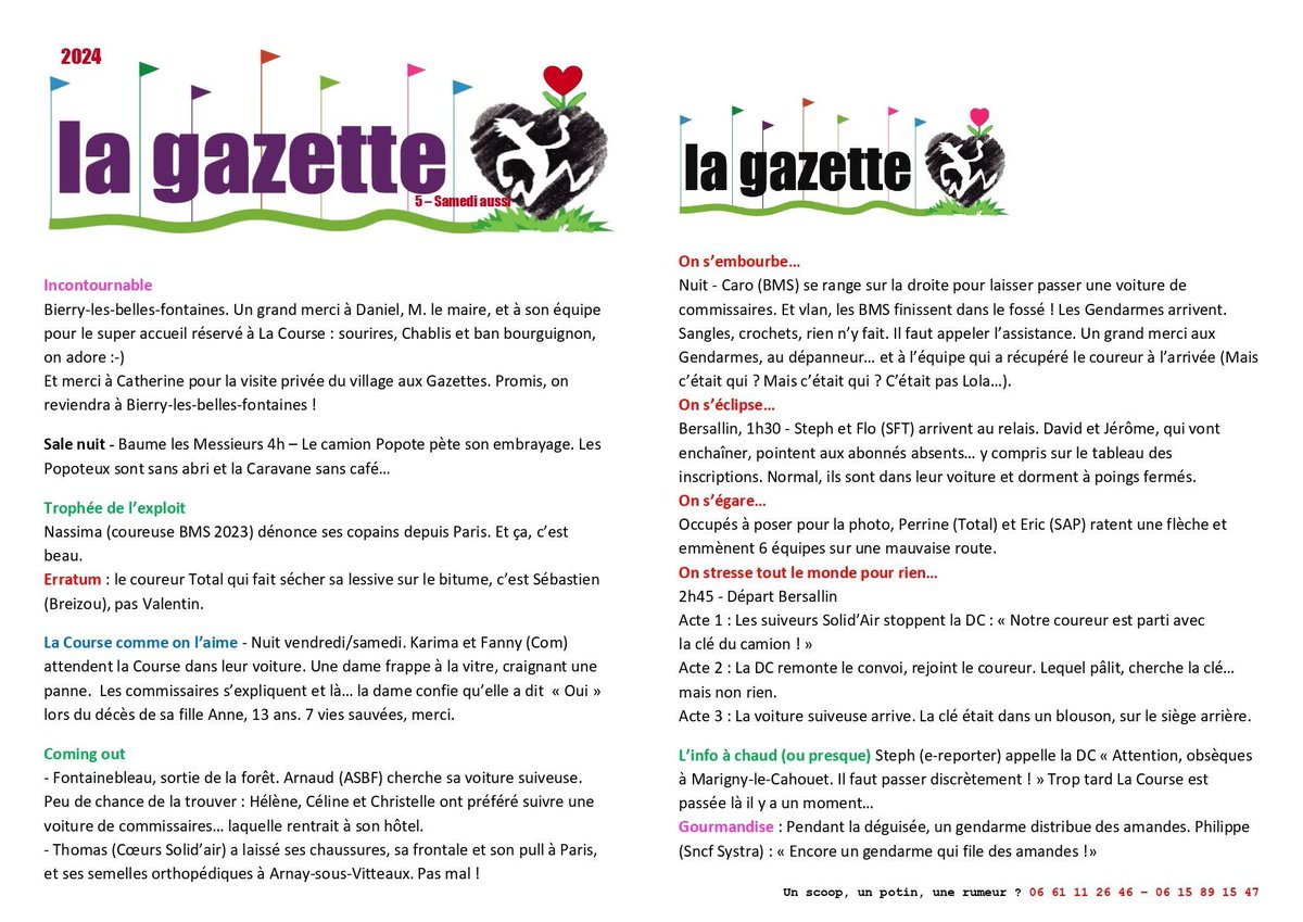 𝗟𝗮 𝗚𝗮𝘇𝗲𝘁𝘁𝗲 𝗱𝗲 𝗹𝗮 𝗖𝗼𝘂𝗿𝘀𝗲 𝗱𝘂 𝗖𝗼𝗲𝘂𝗿 𝟮𝟬𝟮𝟰 💖 Demandez la Gazette ! Et retrouvez les derniers potins de la Course du Coeur ! 😎 #CDC2024