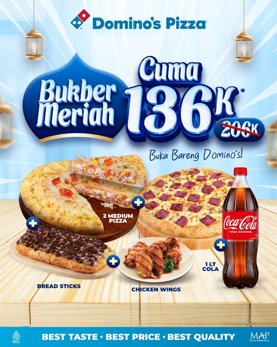  Gather Round for PIZZA at Iftar BUKBER MERIAH 136K. Save 70rb an