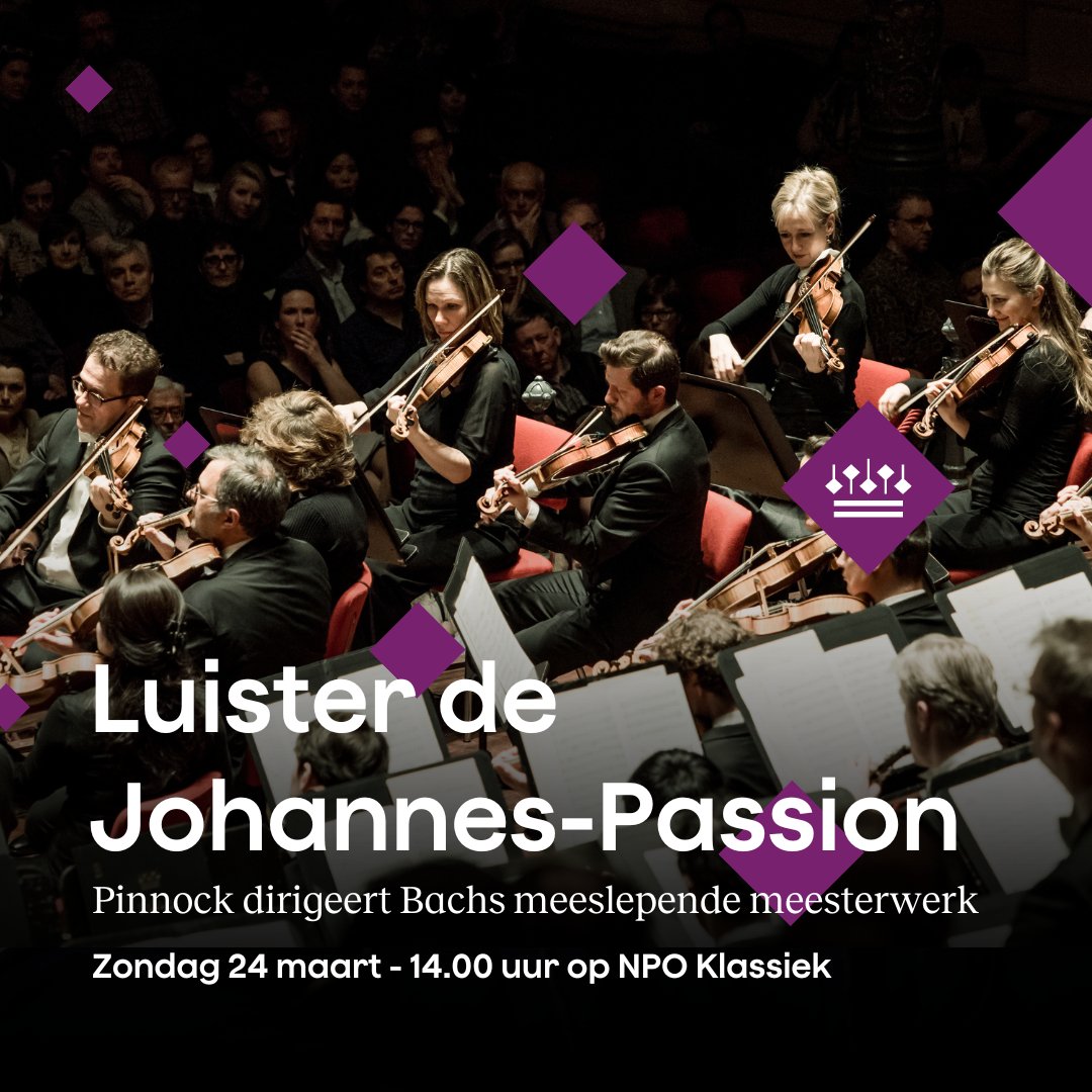 Luister om 14.00 in het Zondagmiddagconcert op NPO Klassiek naar Johann Sebastian Bach's Johannes-Passion door het Concertgebouworkest, onder leiding van Trevor Pinnock. Meer informatie op ow.ly/si6150QZLrf