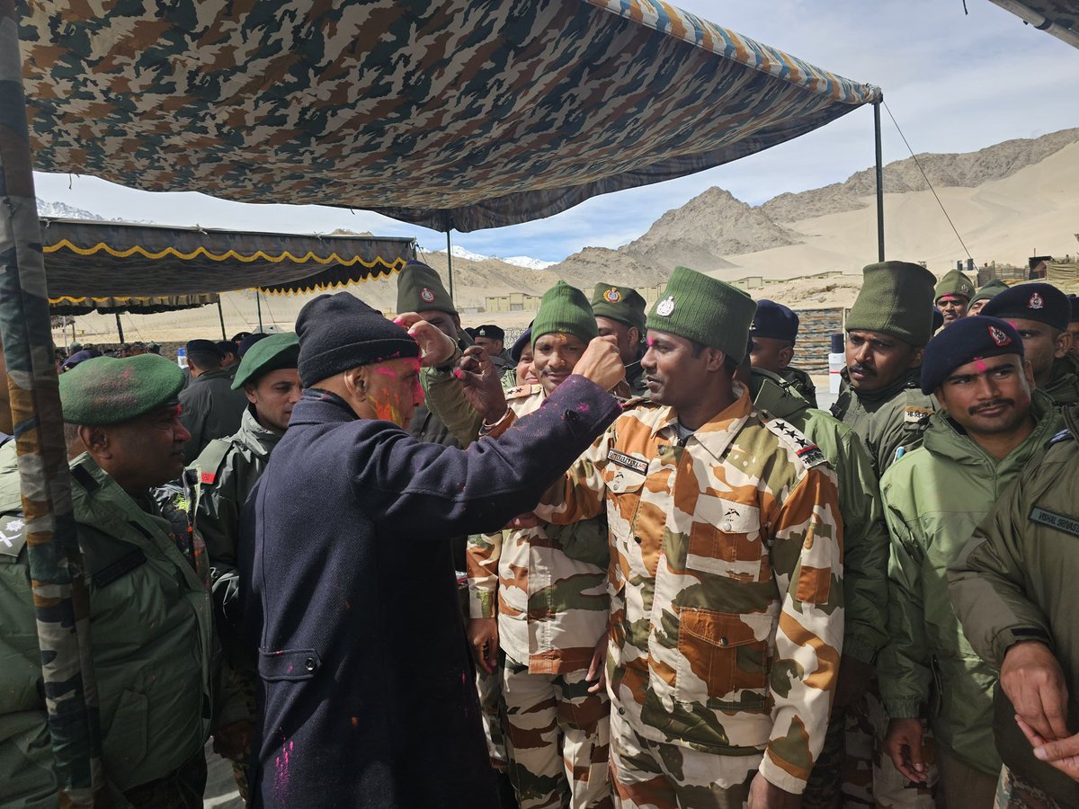 Delighted to celebrate Holi with the soldiers of Indian Armed Forces in Leh, Ladakh.