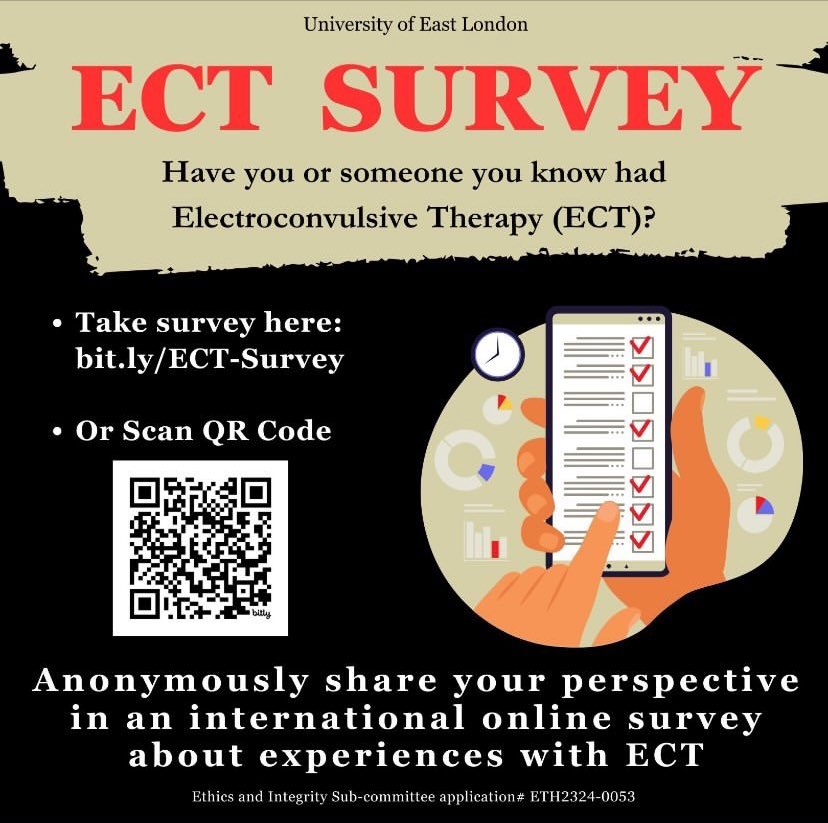 Have you been given ECT in Wales? Help collect Welsh 🏴󠁧󠁢󠁷󠁬󠁳󠁿 data for this ECT study. It needs more Welsh people to share their experiences. The research team is made up of people with experience of ECT. It’s a @ReadReadj collaboration study. 👉 uelpsych.eu.qualtrics.com/jfe/form/SV_57…