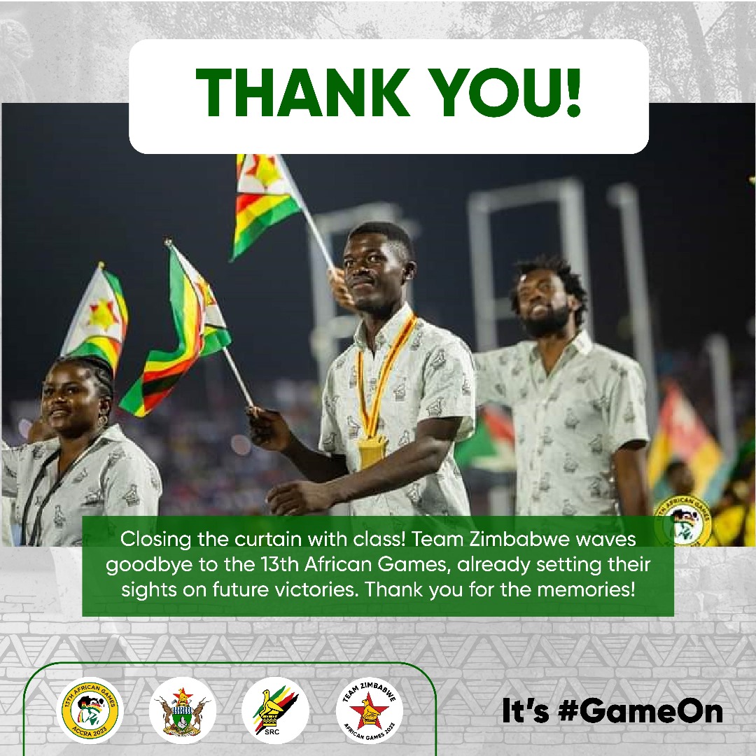 Closing the curtain with class! Team Zimbabwe waves goodbye to the 13th African Games, already setting their sights on future victories. Thank you for the memories!