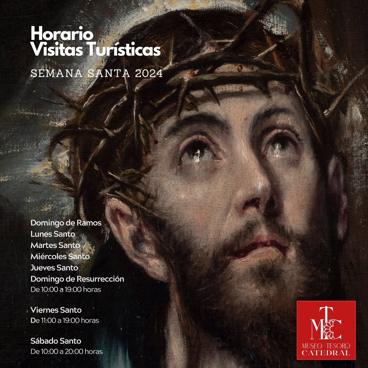 Si desean visitarnos estos días de Semana Santa aquí tienen nuestros horarios de visitas turísticas.

If you wish to visit us during these Easter holidays, here are our tourist visiting hours.