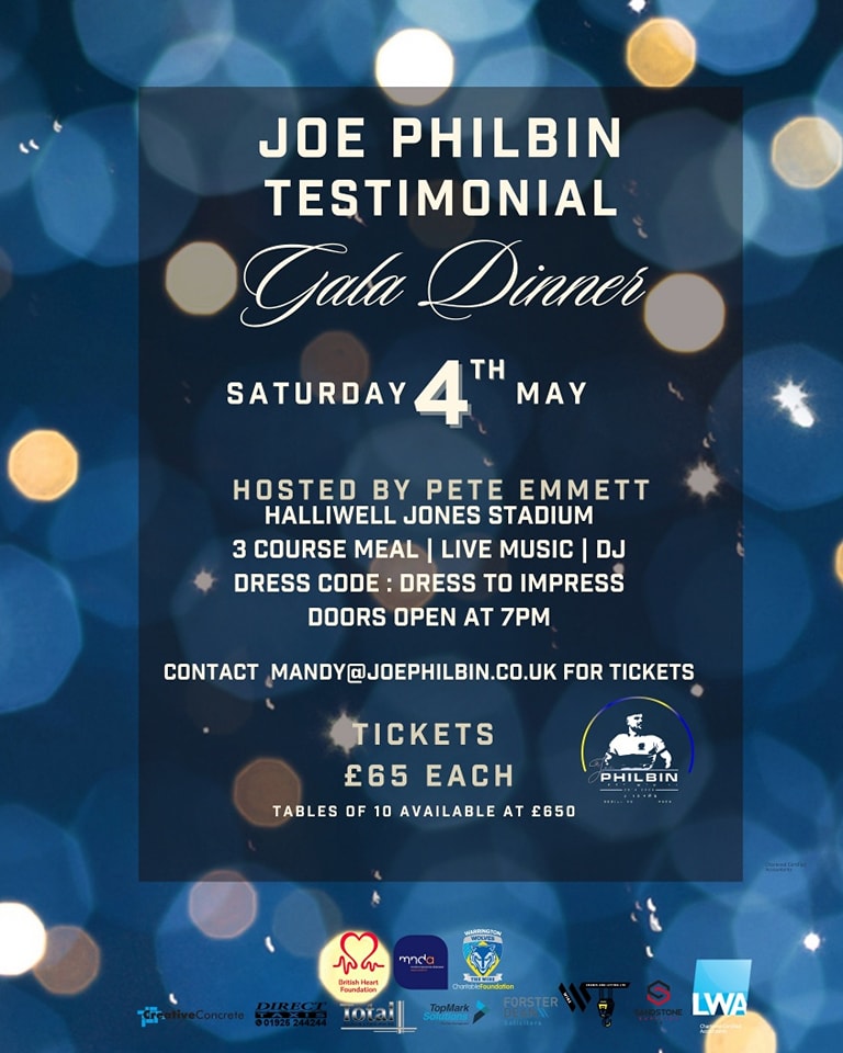 We are delighted to be co-sponsoring the #Testimonial year of @WarringtonWolves player, #JoePhilbin <a href="/philbss/">Philbs</a>, and we're now looking forward to raising a glass at Joe's testimonial Gala Dinner on 4th May. Tickets are available by emailing mandy@joephilbin.co.uk.