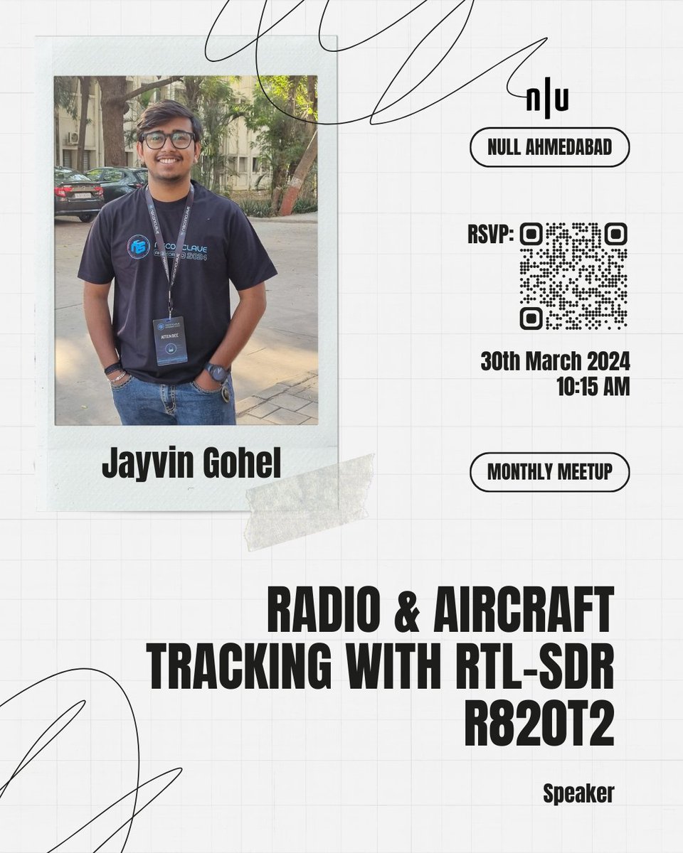 Ever wondered how radio tech can help track airplanes? 📻✈️ Join us as @Jayvin_1244 will unravel the secrets behind RTL SDR r820t2 and its role in aircraft tracking! @null0x00 #nullahm #Radio #Aviation RSVP: null.community/events/983-ahm…