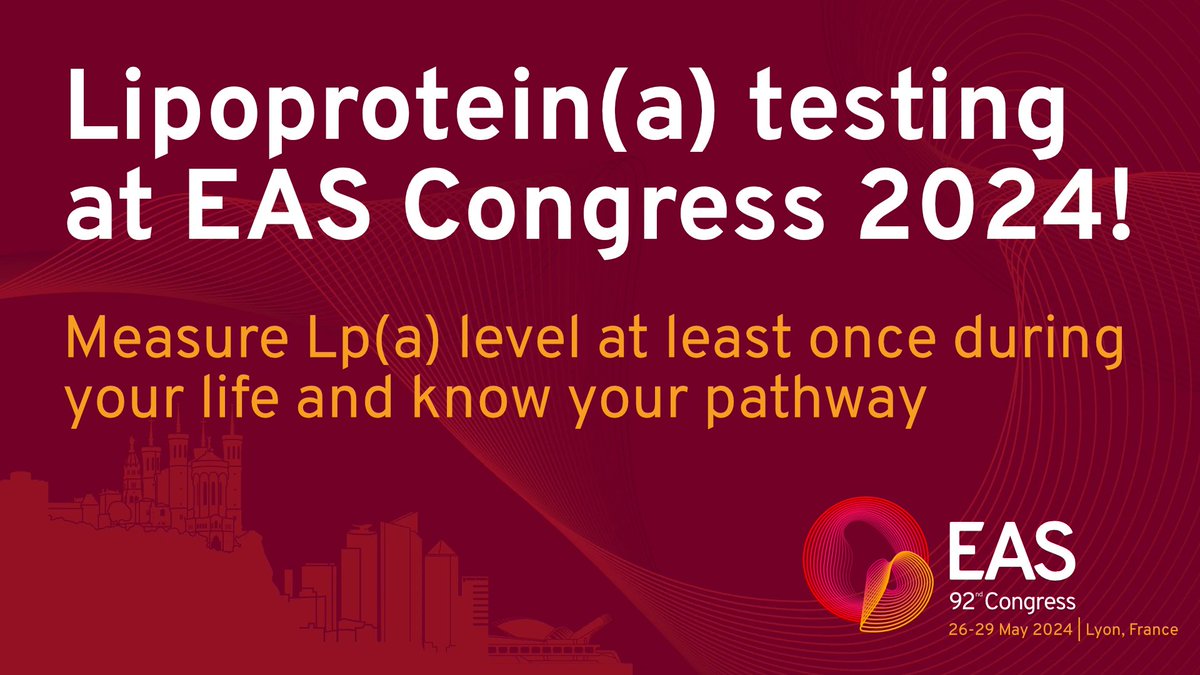 The @society_eas announced today that 👫 at @EASCongress will have the opportunity to know their Lp(a), w/ the testing booth being open on 27-28 May. From theory to practice! Kudos to the Society for this initiative, that aligns w/ the mission of 📉 the burden of preventable CVD