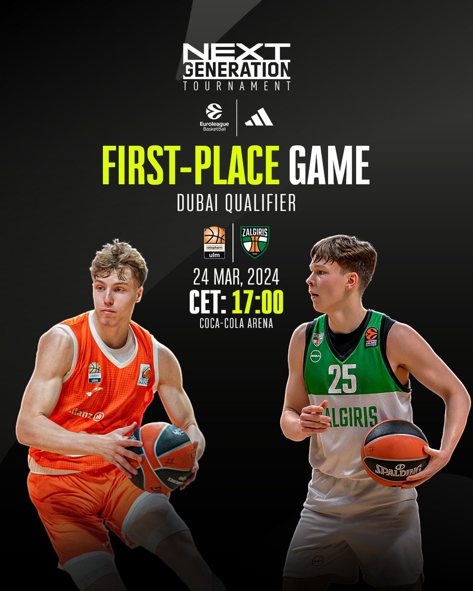 U18 <a href="/ratiopharmulm/">ratiopharm ulm</a> 🆚 U18 <a href="/bczalgiris/">BC Zalgiris Kaunas</a> 

One of these two will become the #AdidasNGT Dubai Qualifier champ today🏆